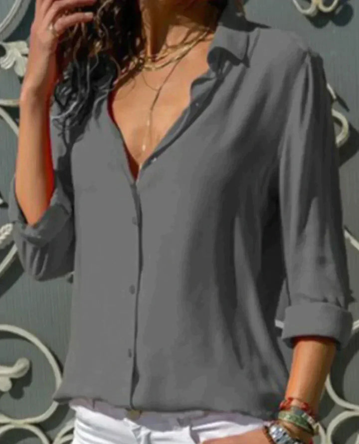 Elegant Dam Blus i Satinstil - Vit