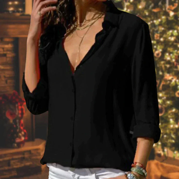 Elegant Dam Blus i Satinstil - Vit