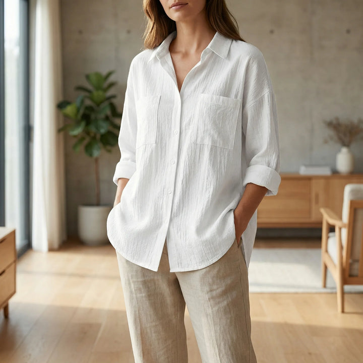 Elegant damblus med knäppslå - Becky