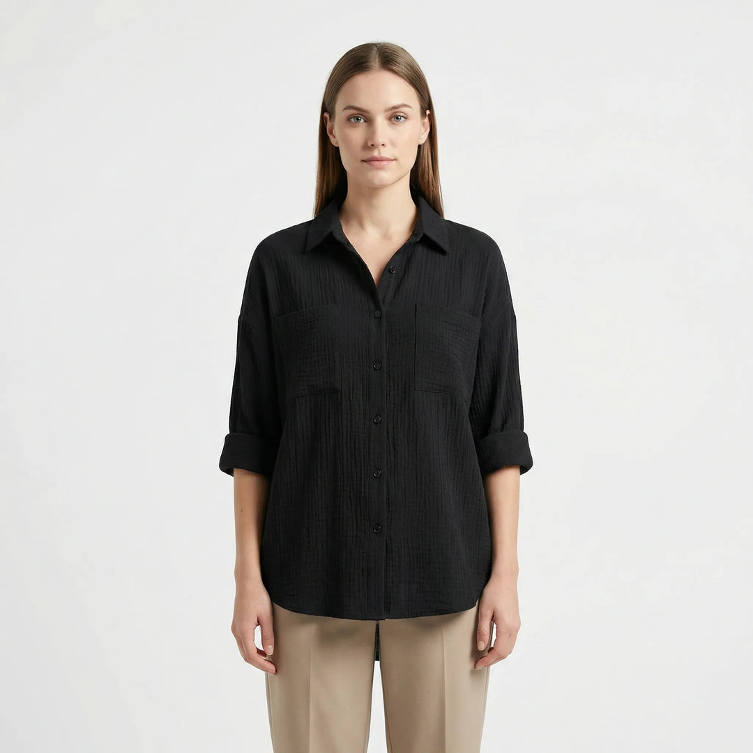 Elegant damblus med knäppslå - Becky