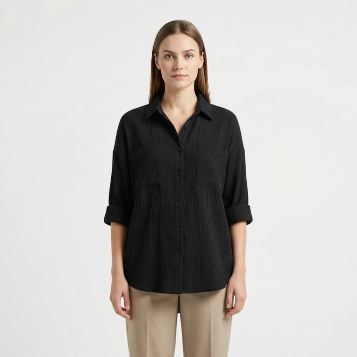 Elegant damblus med knäppslå - Becky