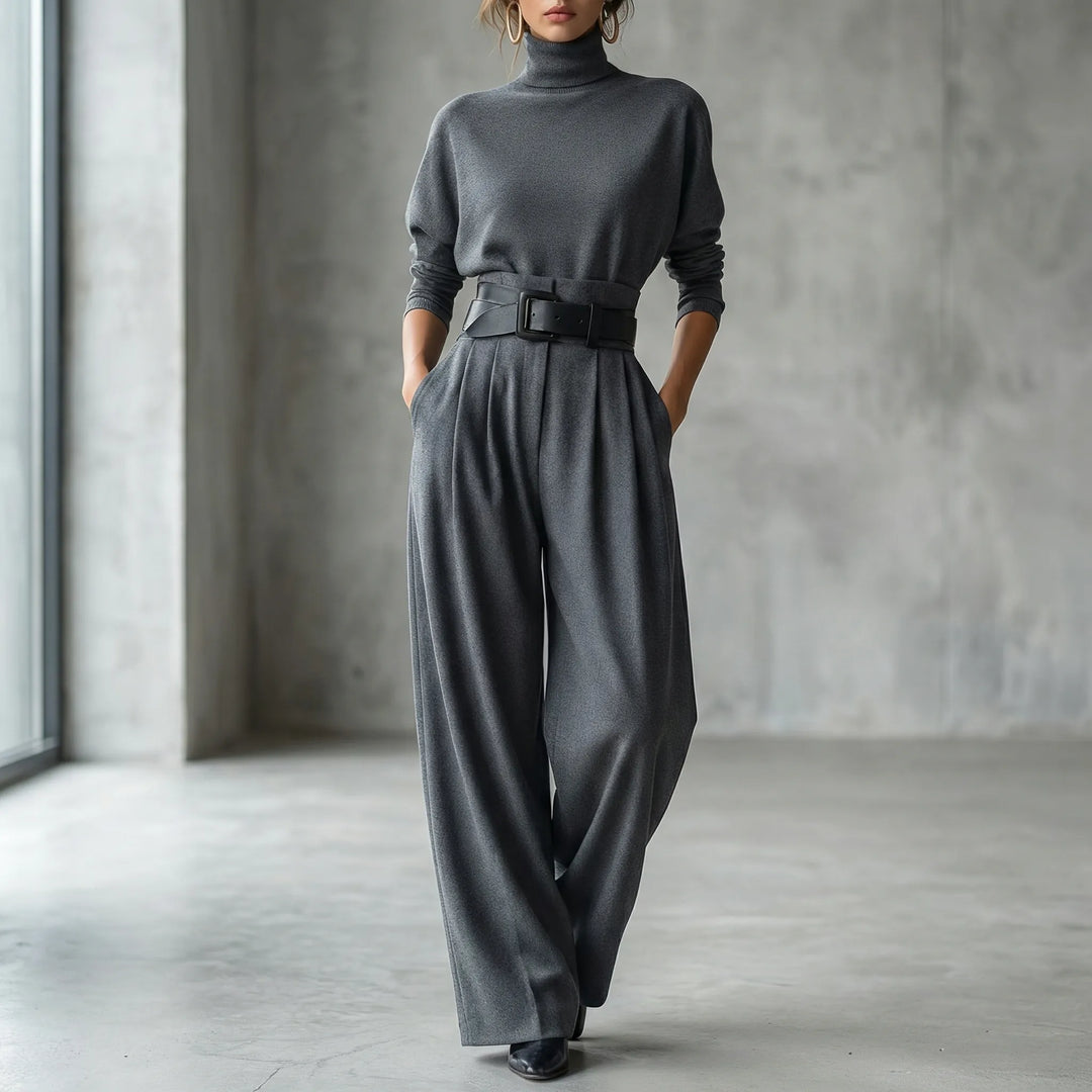 Elegant set med polotröja och byxor för damer - Joanne
