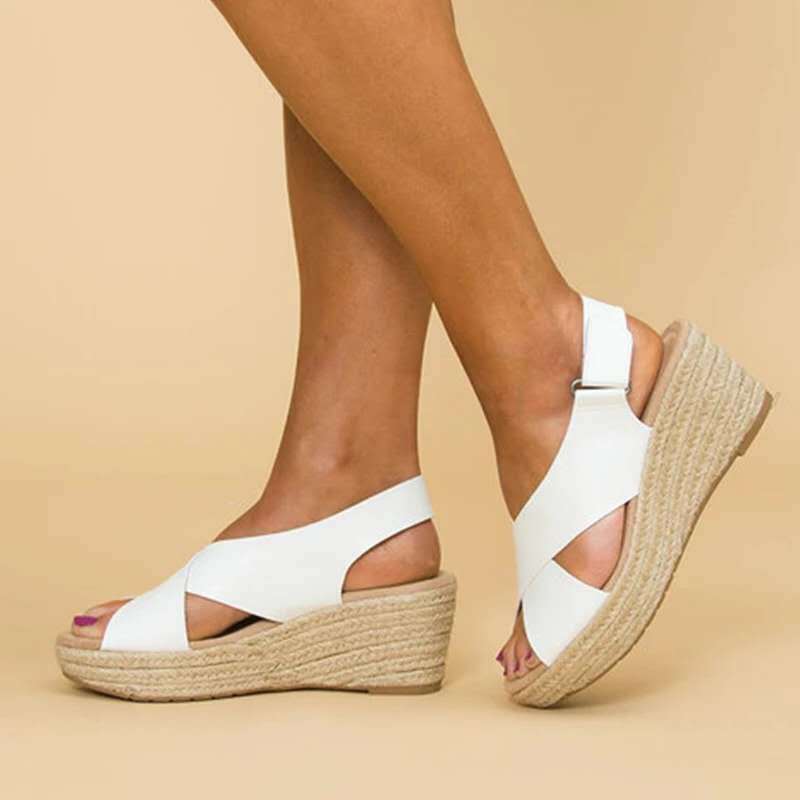 Espadriller med kilklack – ortopediska – justerbar rem – platåsandaler – damsandaler