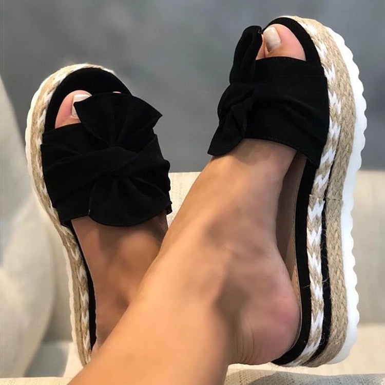 Espadrilles - Slip-On - Fluga - Plattforms tofflor - Sandaler för kvinnor