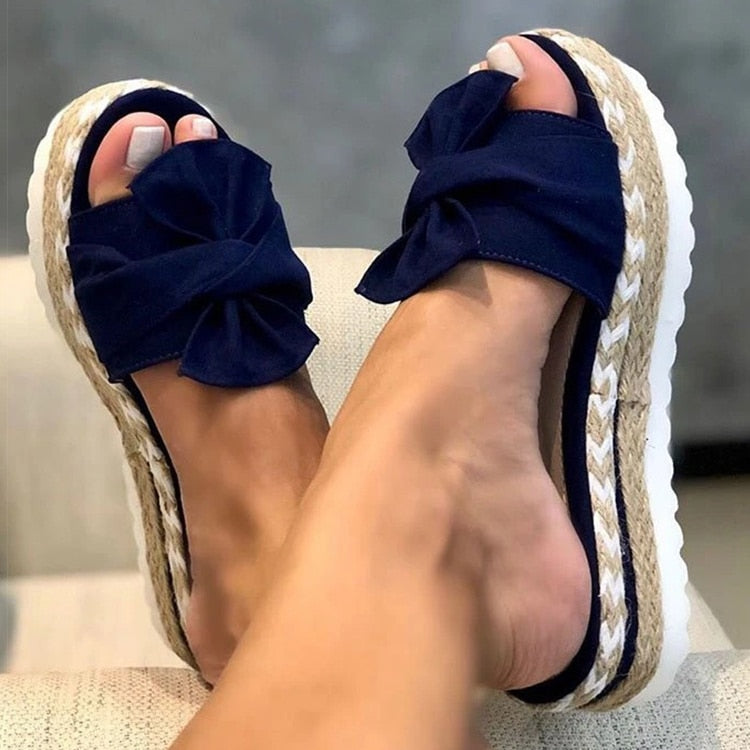 Espadrilles - Slip-On - Fluga - Plattforms tofflor - Sandaler för kvinnor