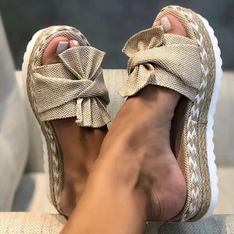 Espadrilles - Slip-On - Fluga - Plattforms tofflor - Sandaler för kvinnor