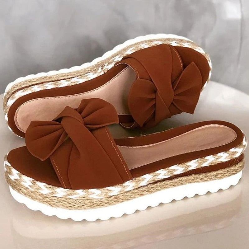 Espadrilles - Slip-On - Fluga - Plattforms tofflor - Sandaler för kvinnor