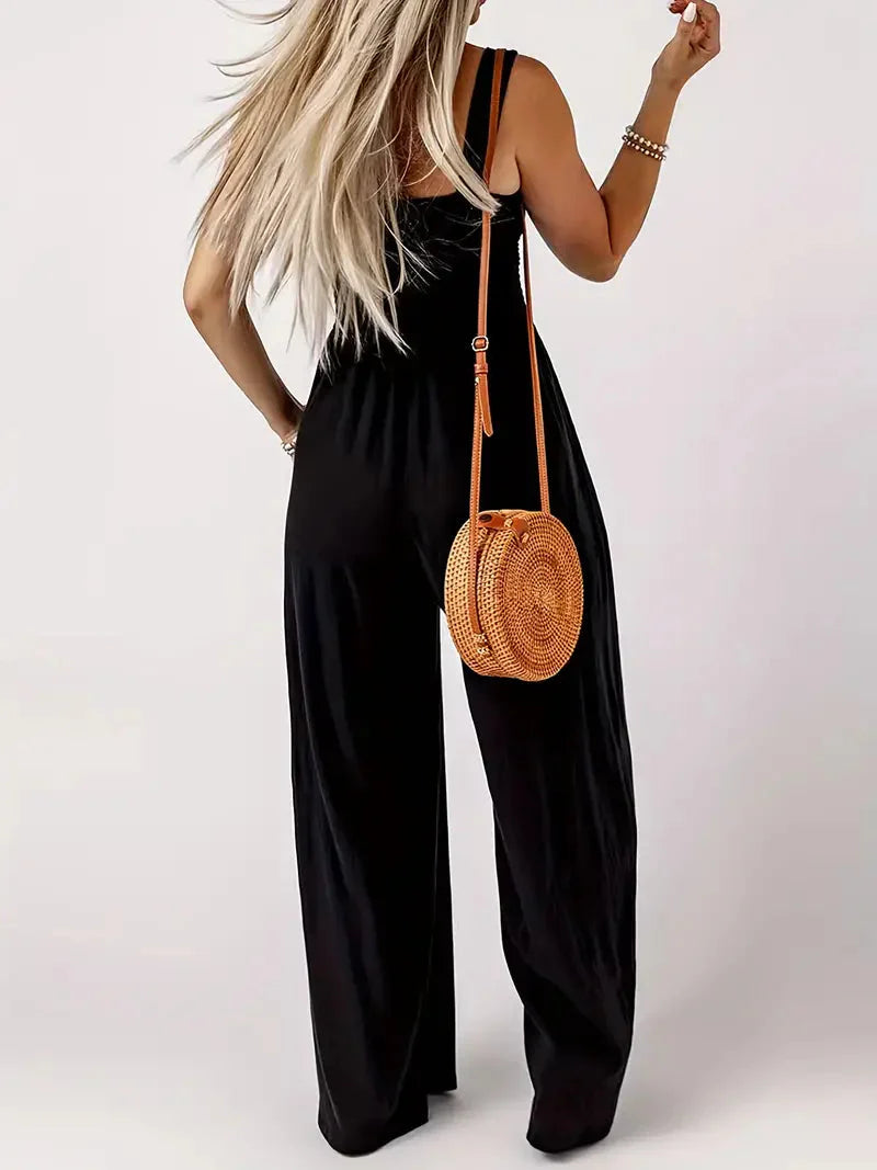 Eveliina-jumpsuit | Ärmlös jumpsuit med vida ben