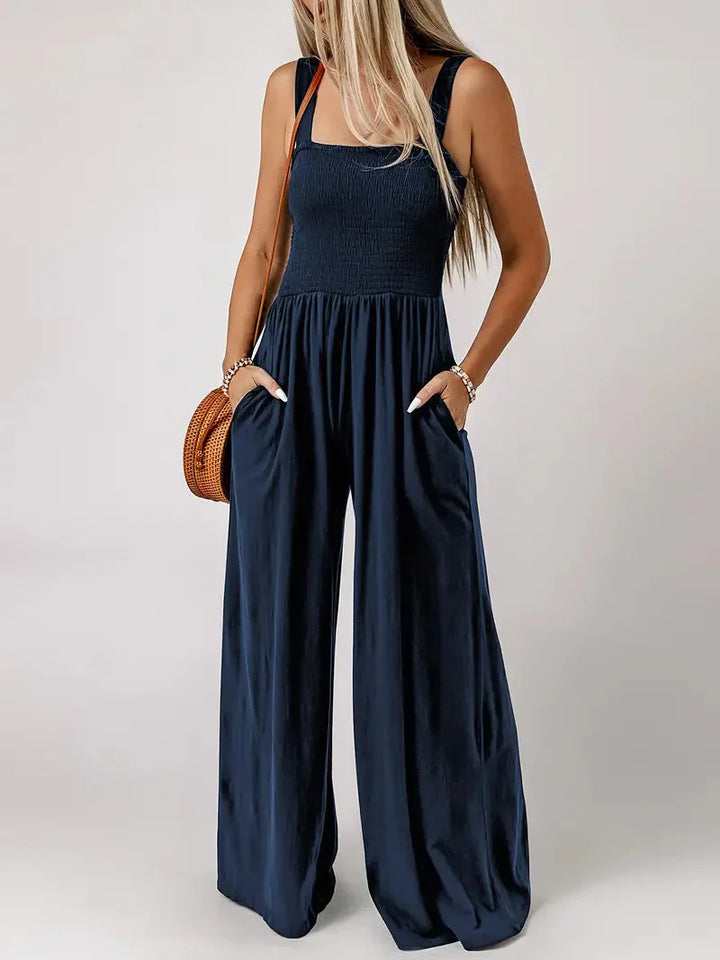 Eveliina-jumpsuit | Ärmlös jumpsuit med vida ben