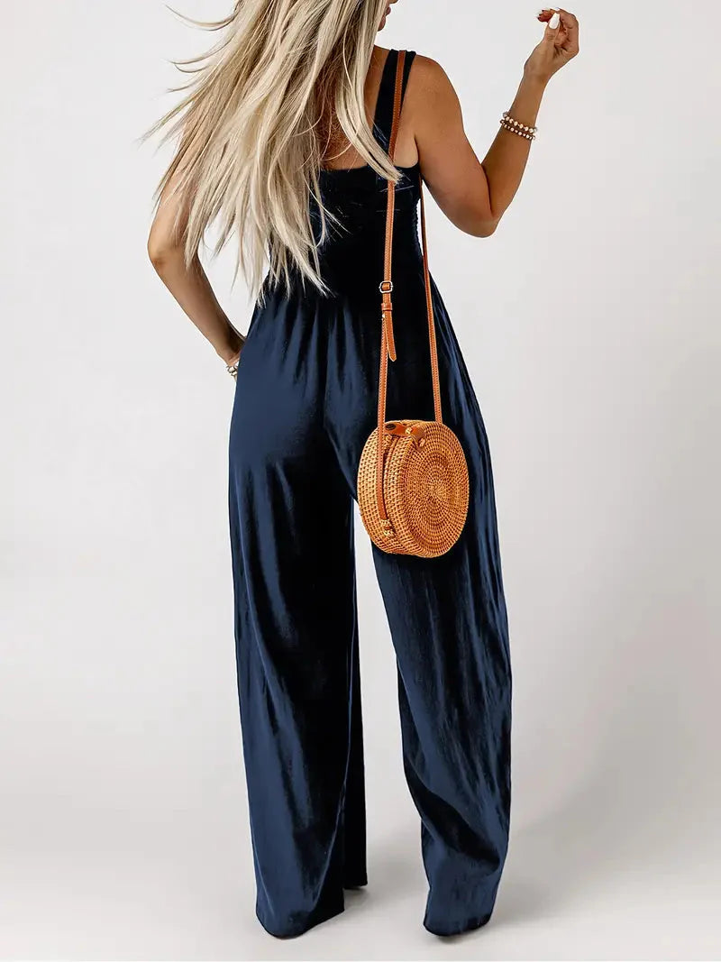 Eveliina-jumpsuit | Ärmlös jumpsuit med vida ben