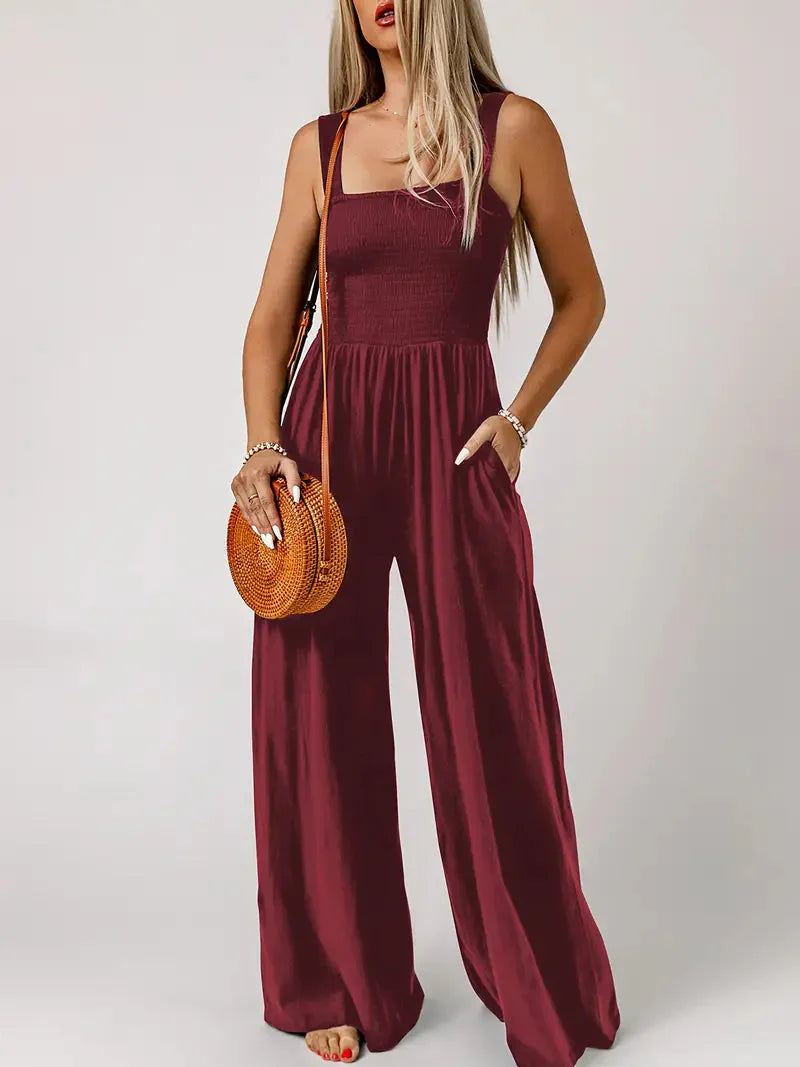 Eveliina-jumpsuit | Ärmlös jumpsuit med vida ben