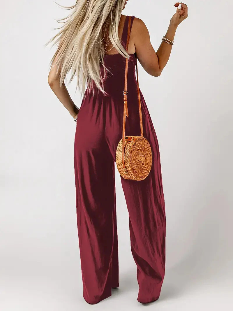 Eveliina-jumpsuit | Ärmlös jumpsuit med vida ben
