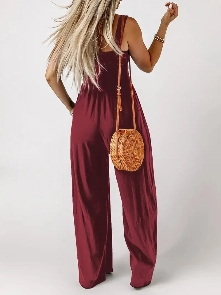 Eveliina-jumpsuit | Ärmlös jumpsuit med vida ben