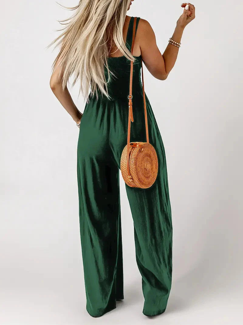 Eveliina-jumpsuit | Ärmlös jumpsuit med vida ben