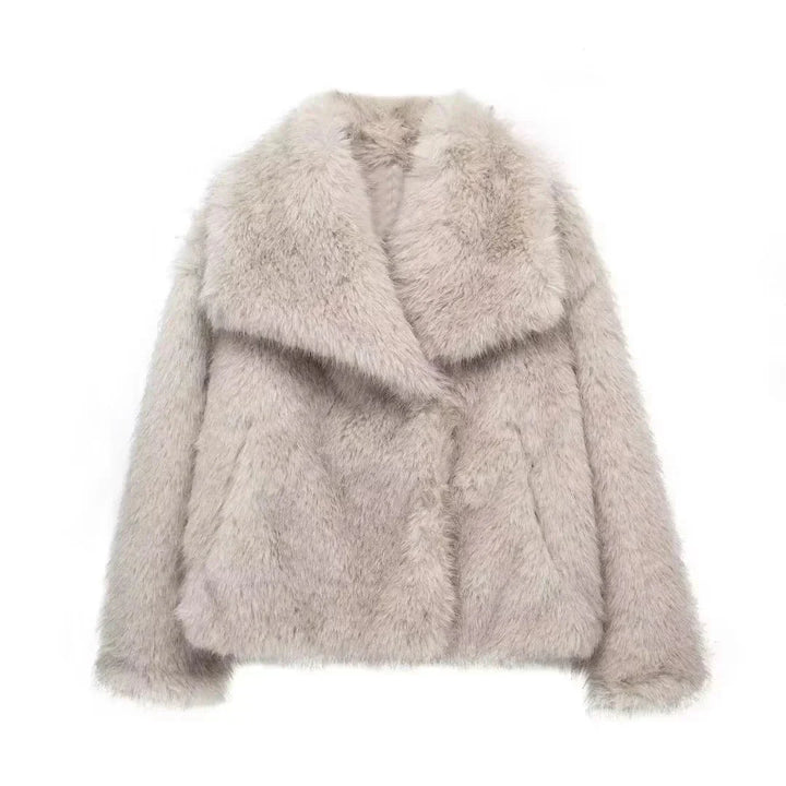Fake Fur Jacket - Varm - Fluffig - Kort Faux Fur Coat - Pälsjacka Dam