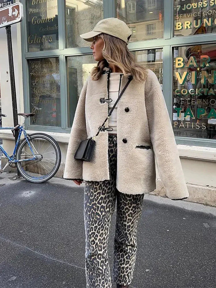 Faux Fur Coat | Cream | Varm | Fake Fur Jacka | Vinterjacka för kvinnor