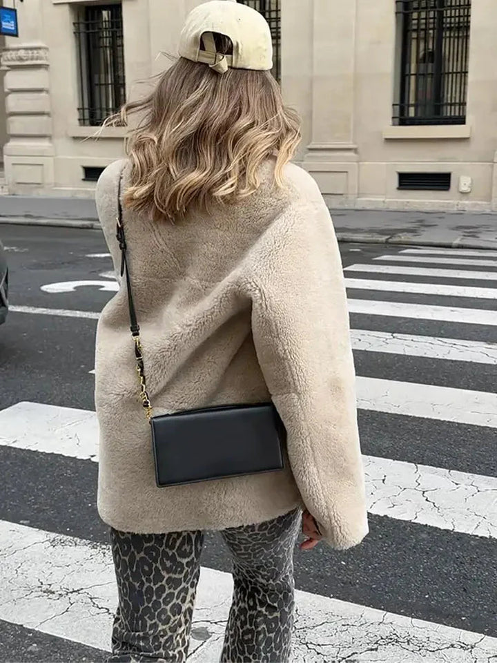 Faux Fur Coat | Cream | Varm | Fake Fur Jacka | Vinterjacka för kvinnor