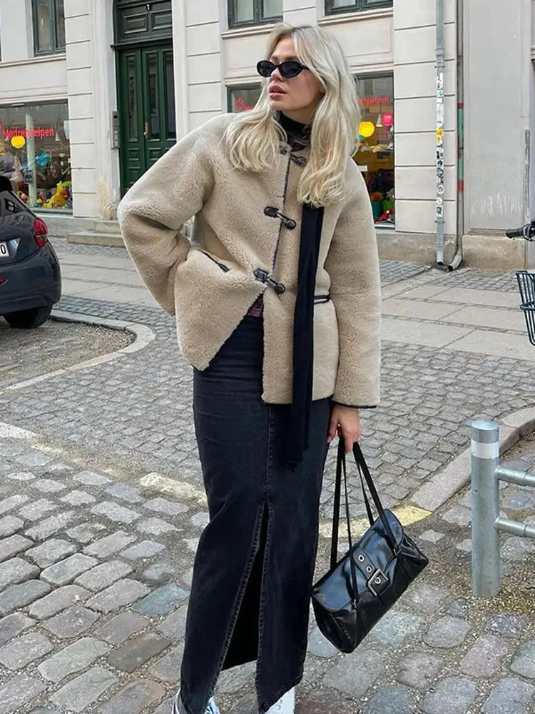 Faux Fur Coat | Cream | Varm | Fake Fur Jacka | Vinterjacka för kvinnor