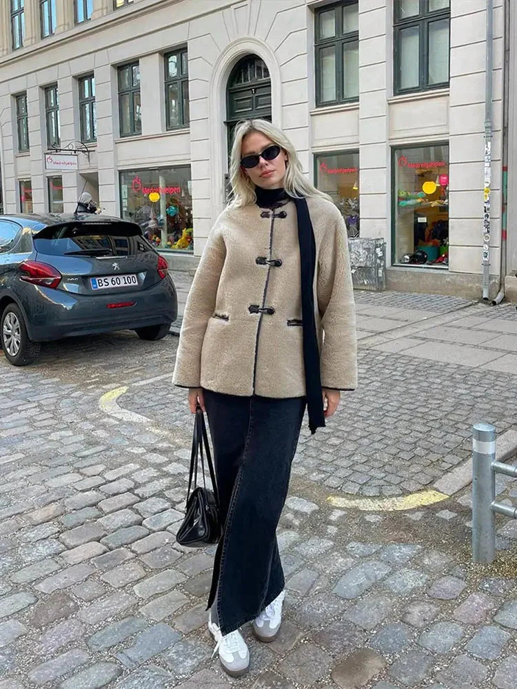 Faux Fur Coat | Cream | Varm | Fake Fur Jacka | Vinterjacka för kvinnor