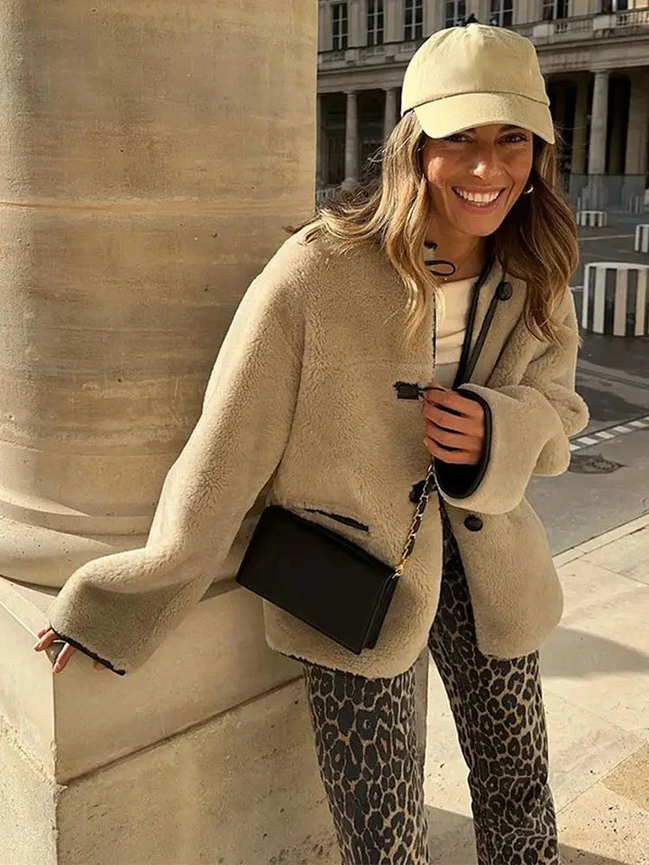 Faux Fur Coat | Cream | Varm | Fake Fur Jacka | Vinterjacka för kvinnor