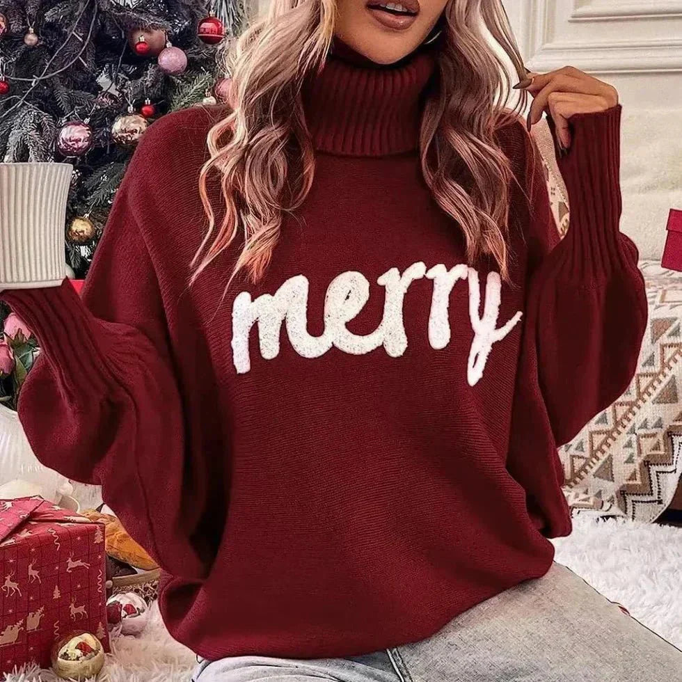 Festlig ”Merry” Turtleneck-tröja