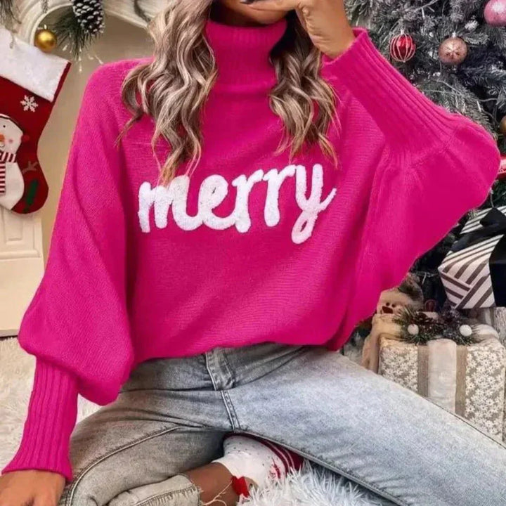 Festlig ”Merry” Turtleneck-tröja