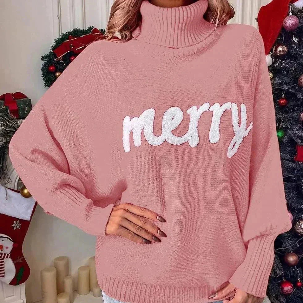 Festlig ”Merry” Turtleneck-tröja