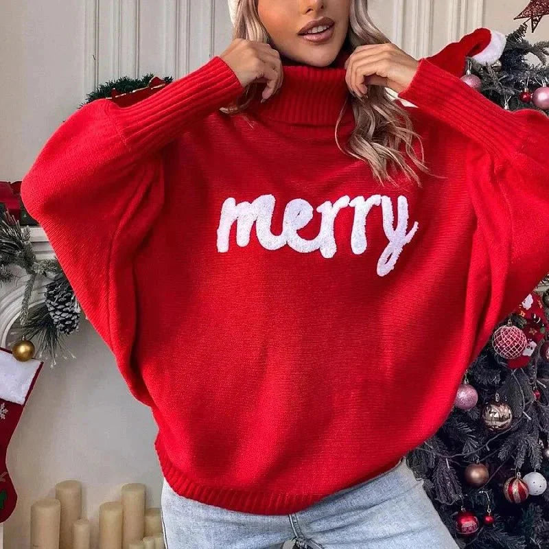 Festlig ”Merry” Turtleneck-tröja