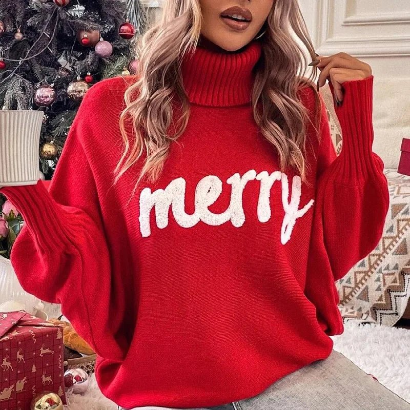 Festlig ”Merry” Turtleneck-tröja