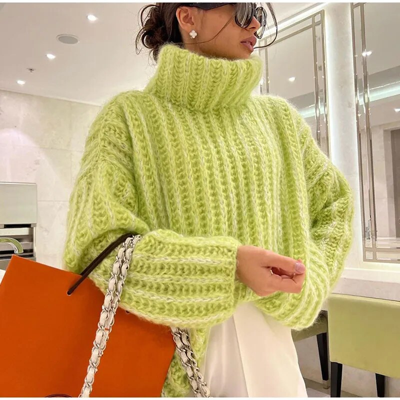 Fidelia överdimensionerad tröja | Stickad vintertröja med turtleneck för kvinnor