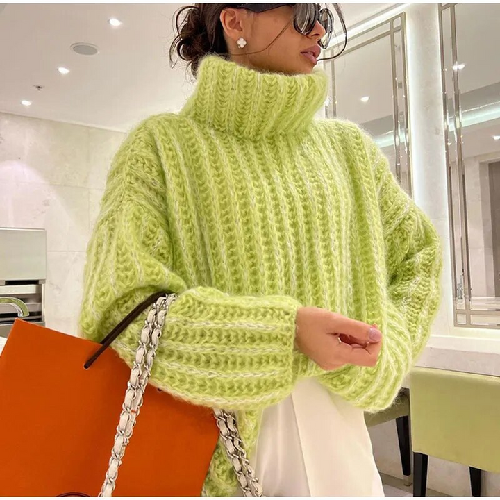 Fidelia överdimensionerad tröja | Stickad vintertröja med turtleneck för kvinnor