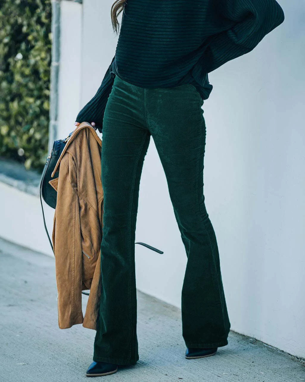Flare Pants | Elastisk midja | Bell Bottom | Corduroy Pants | Damkläder