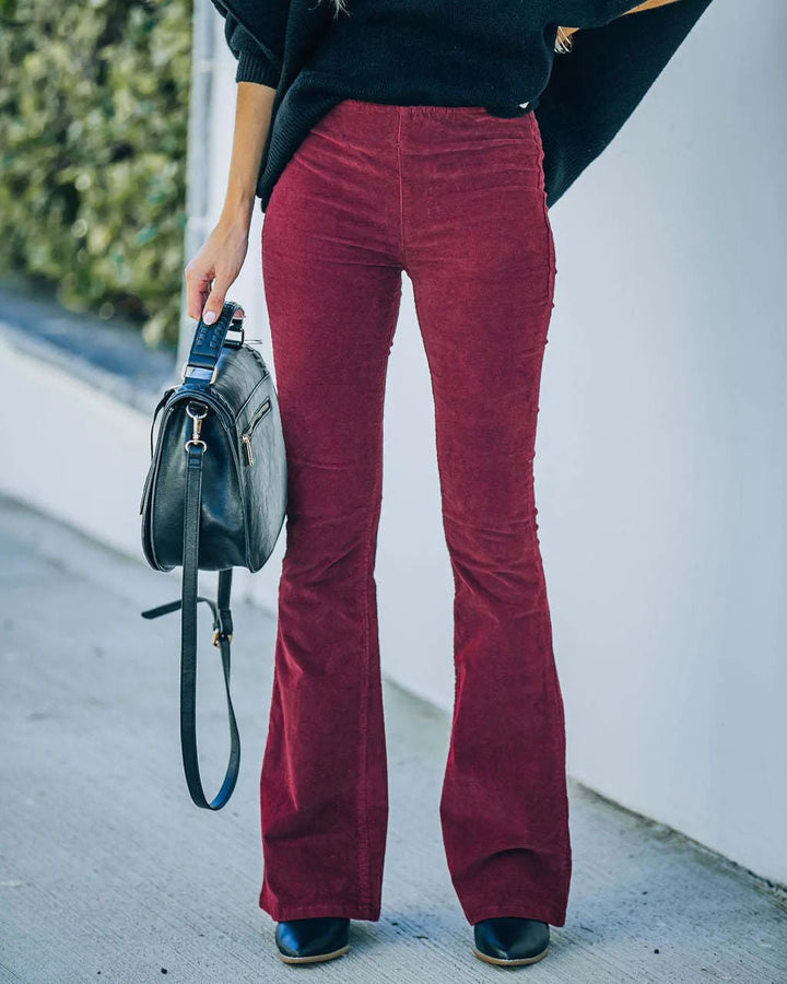 Flare Pants | Elastisk midja | Bell Bottom | Corduroy Pants | Damkläder