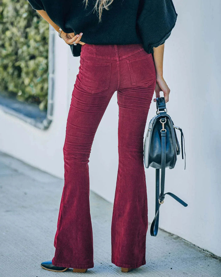 Flare Pants | Elastisk midja | Bell Bottom | Corduroy Pants | Damkläder