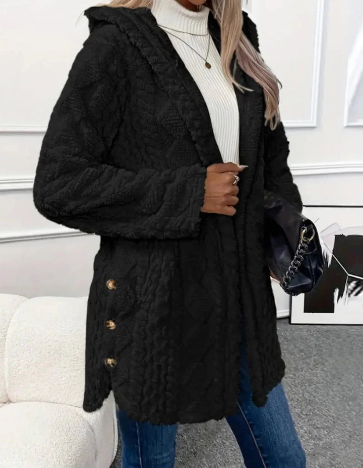 Fleece Kofta - Mellanlång - Huva - Fleecejacka - Damkläder