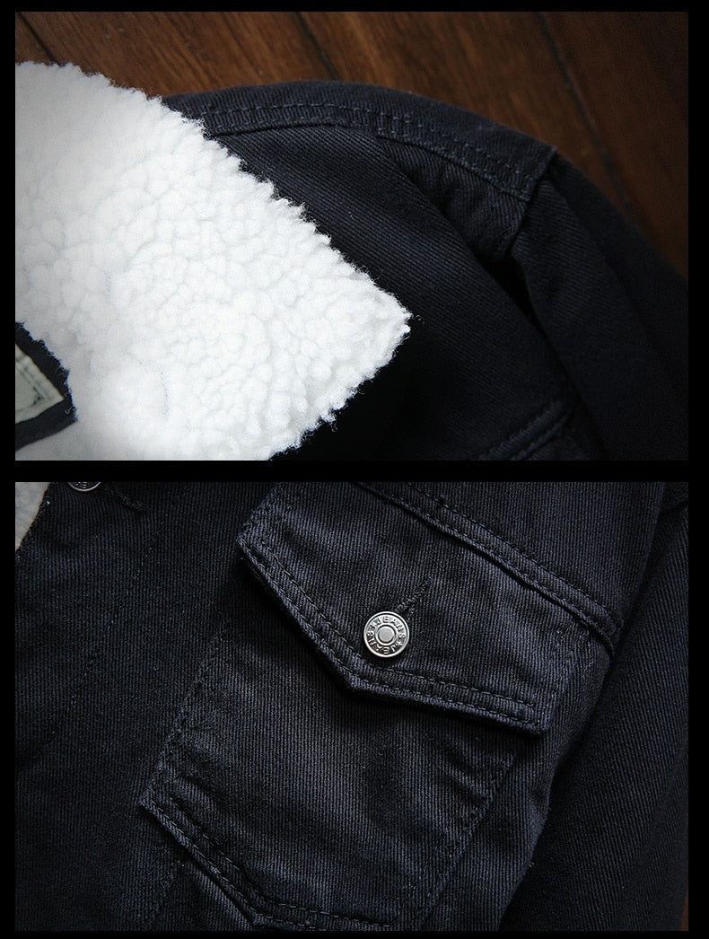 Fleecefodrad retro jeansjacka - Samuel