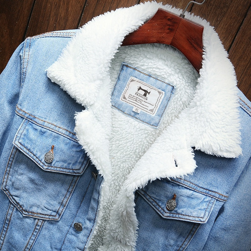 Fleecefodrad retro jeansjacka - Samuel