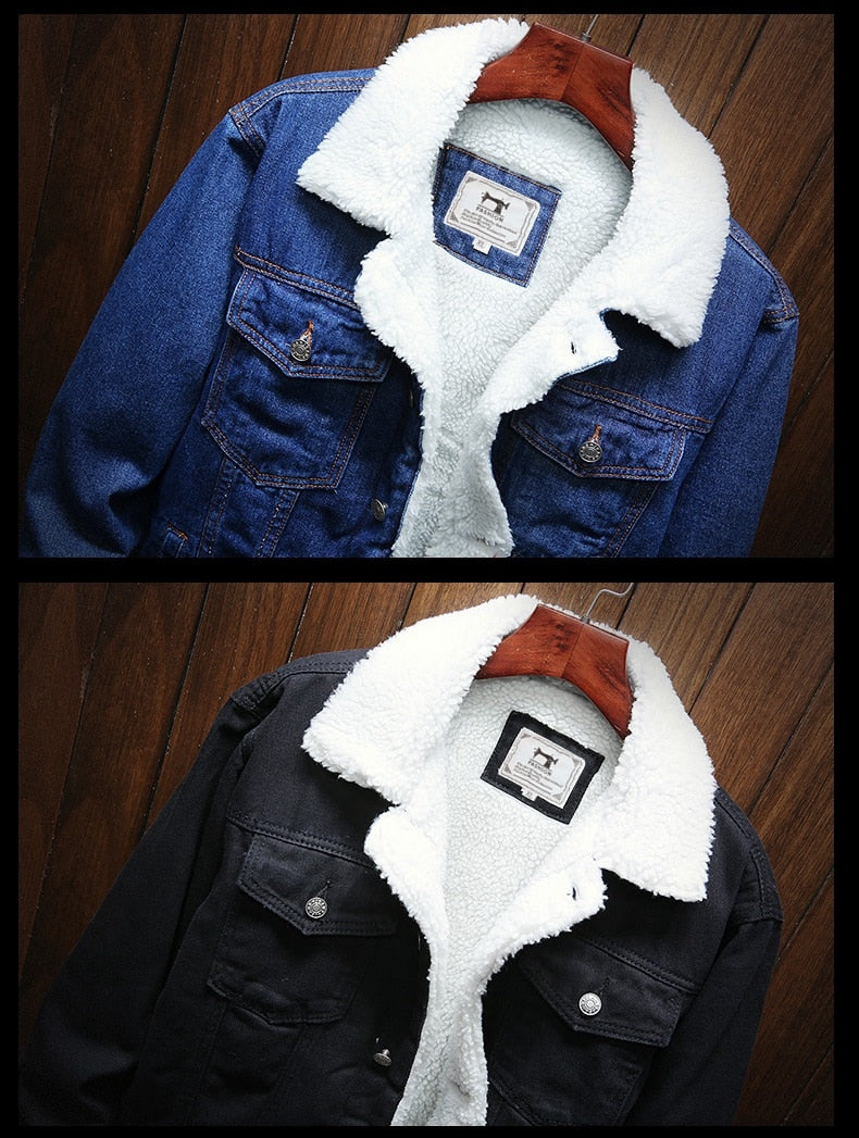 Fleecefodrad retro jeansjacka - Samuel