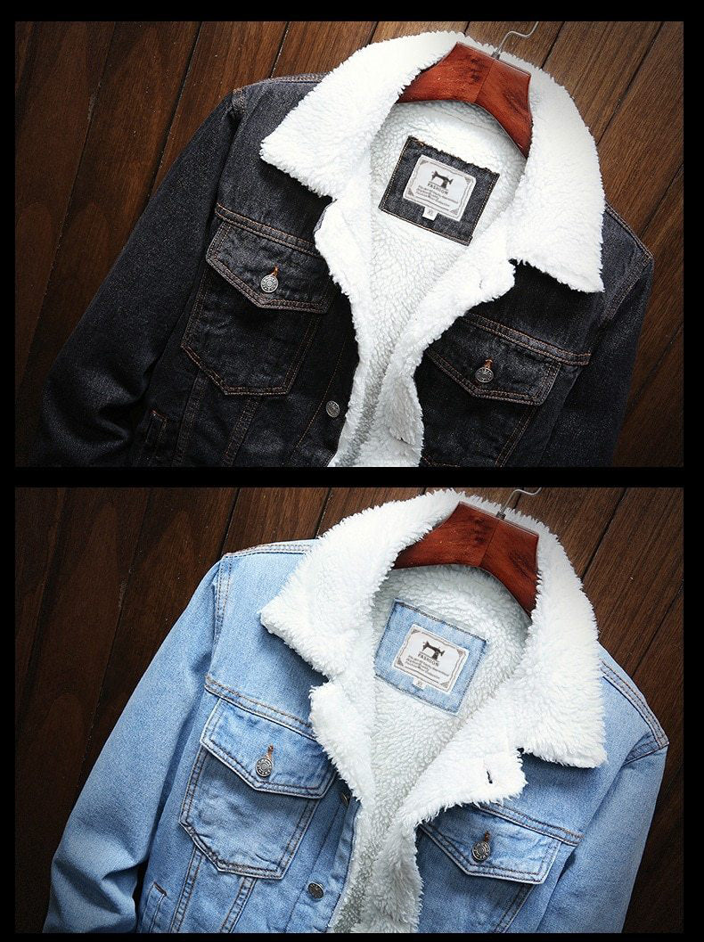 Fleecefodrad retro jeansjacka - Samuel