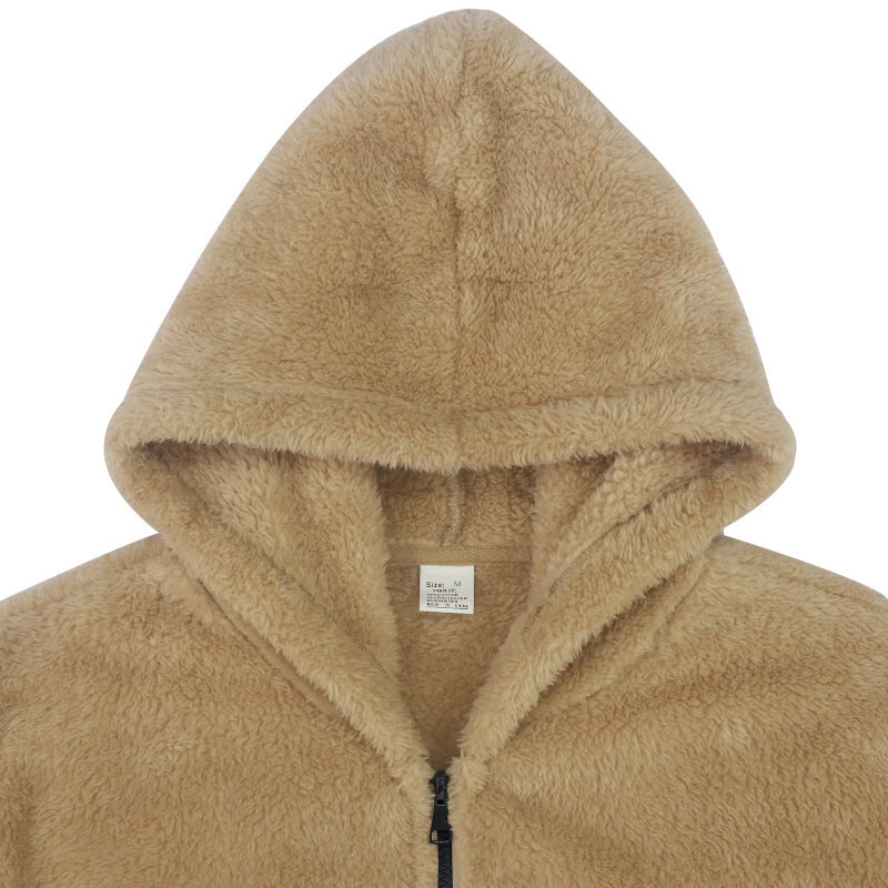 Fleecejacka - Varm - Huva - Teddyfleece - Fleece med dragkedja för män