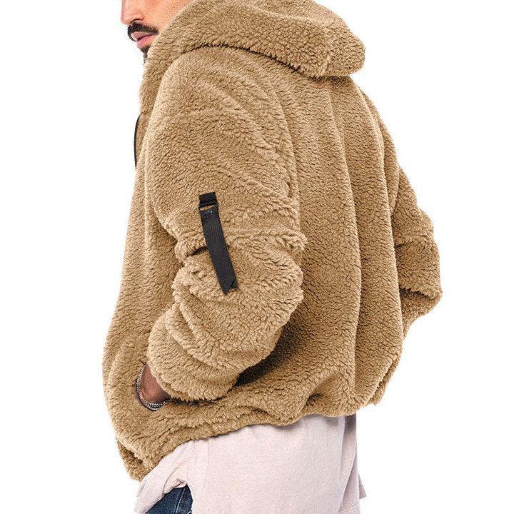 Fleecejacka - Varm - Huva - Teddyfleece - Fleece med dragkedja för män