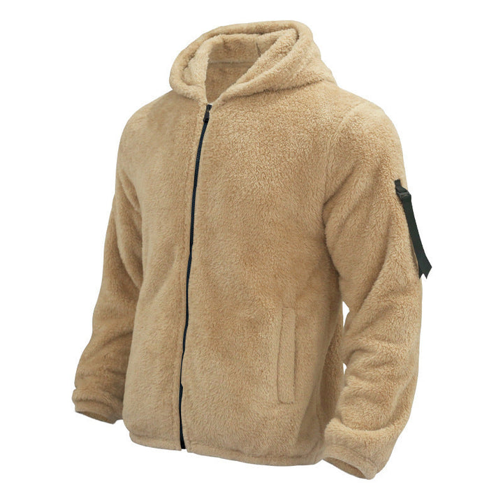 Fleecejacka - Varm - Huva - Teddyfleece - Fleece med dragkedja för män