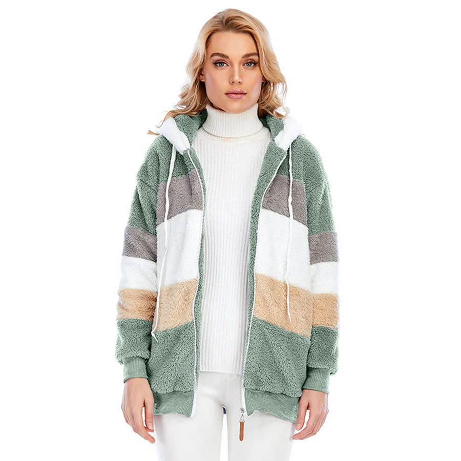 Fleecejacka | Zip-Up | Hooded | Hoodiejacka | Vinterjacka för kvinnor