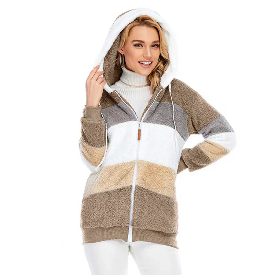 Fleecejacka | Zip-Up | Hooded | Hoodiejacka | Vinterjacka för kvinnor