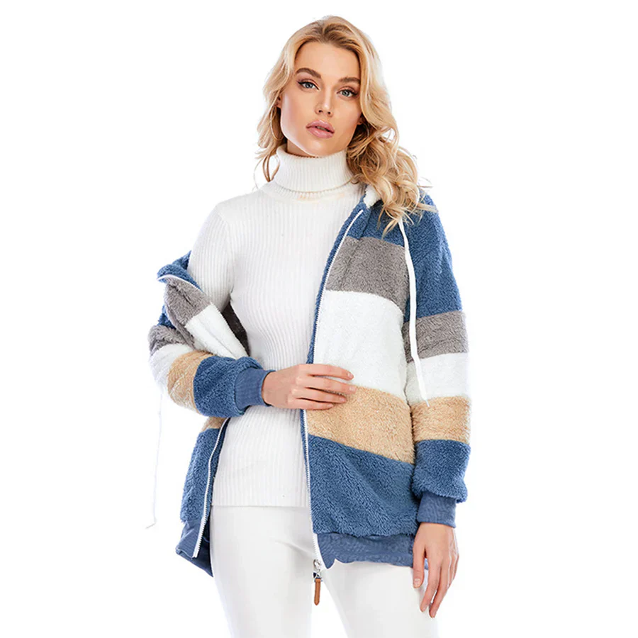 Fleecejacka | Zip-Up | Hooded | Hoodiejacka | Vinterjacka för kvinnor