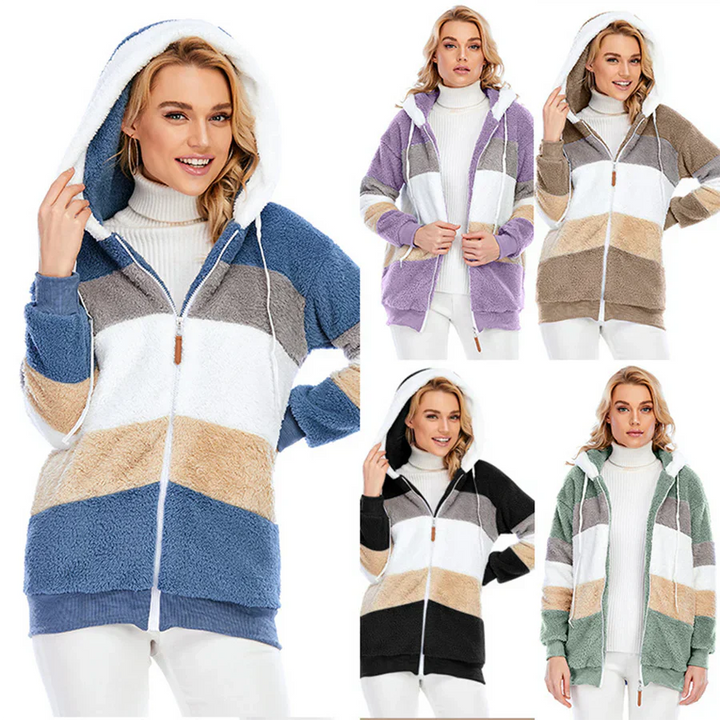 Fleecejacka | Zip-Up | Hooded | Hoodiejacka | Vinterjacka för kvinnor
