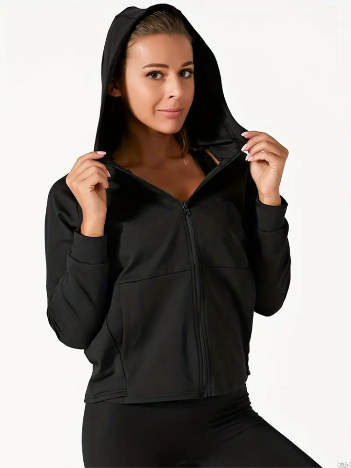 Freesia Sportjacka | Snabbtorkande huvtröja med dragkedja för kvinnor