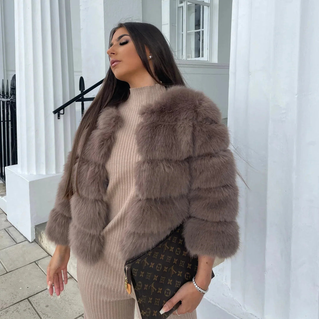 Fuskpäls Jacka | Varm | Kort | Fluffig Jacka | Faux Fur Coat Women