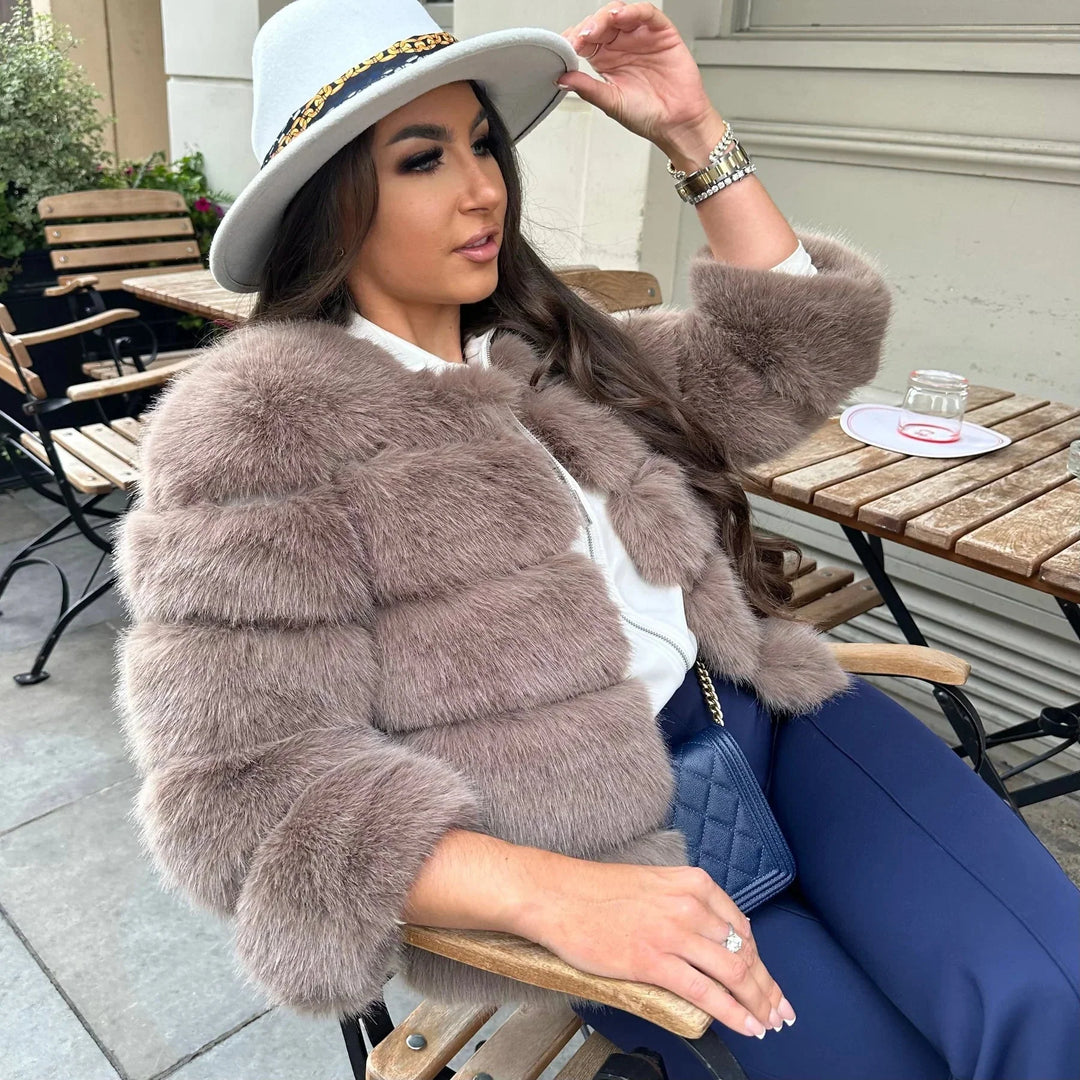Fuskpäls Jacka | Varm | Kort | Fluffig Jacka | Faux Fur Coat Women