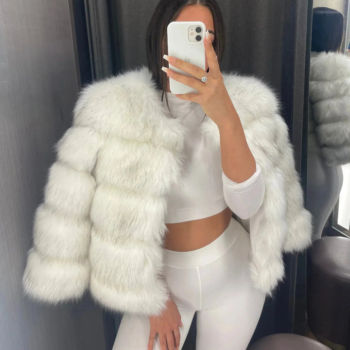 Fuskpäls Jacka | Varm | Kort | Fluffig Jacka | Faux Fur Coat Women